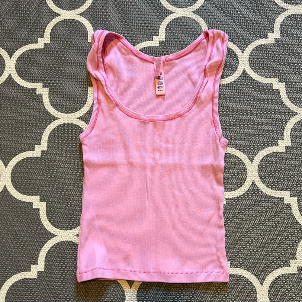 SKIMS pink lounge cotton tank top size M